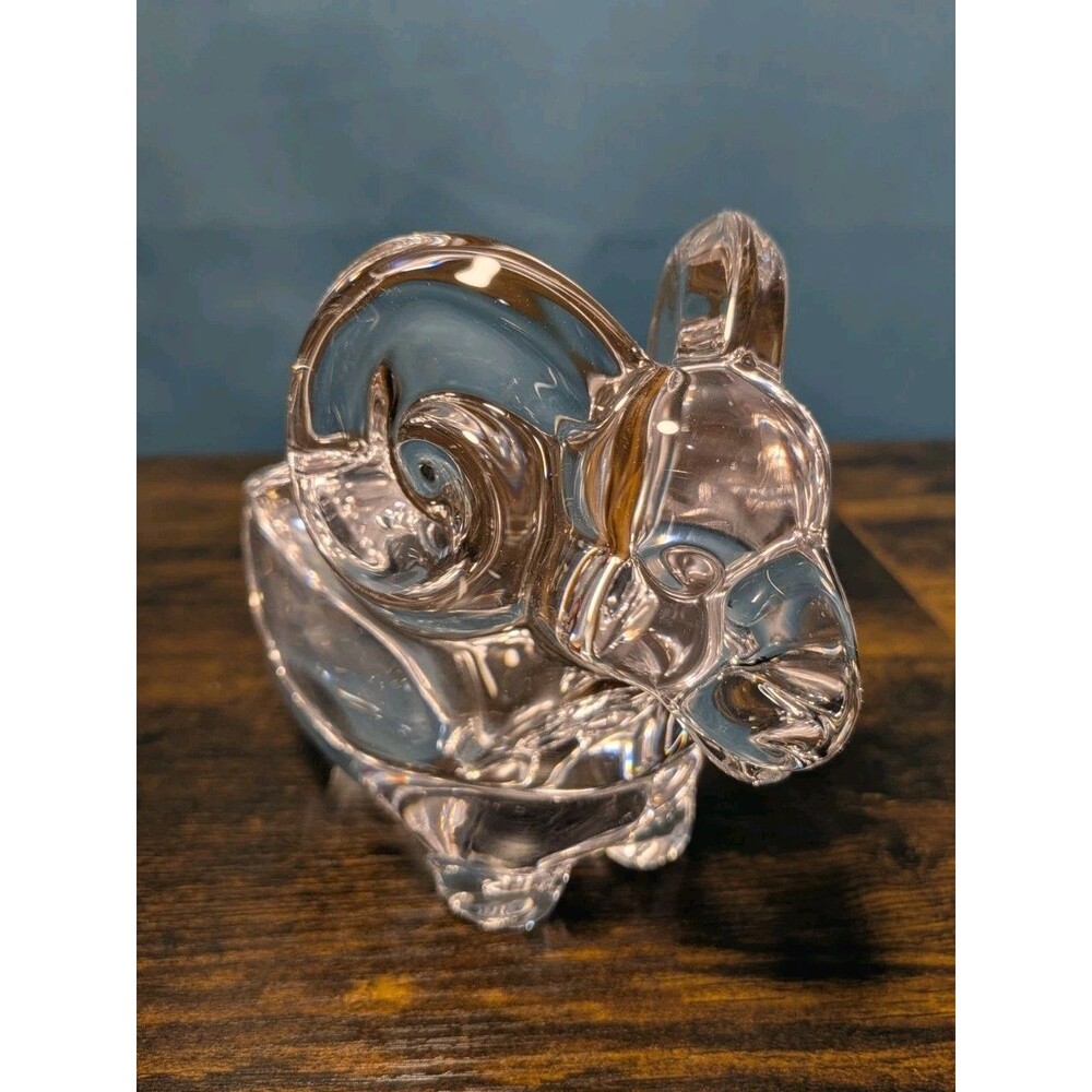 Vannes Le Chatel Lead Crystal Glass Ram Trinket Jewelry Pipe Holder Shelf Decor